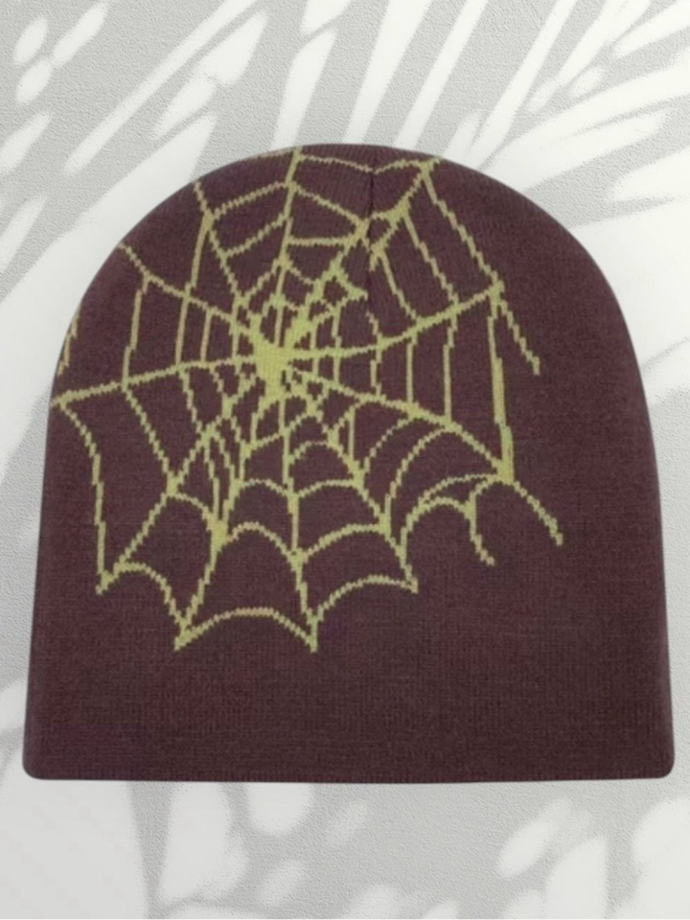 Insane brown grunge/cyber beanie with beige oversized graffiti print